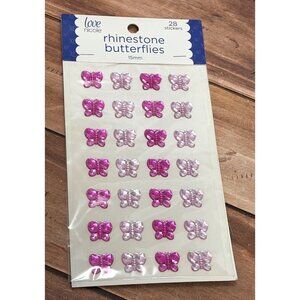 HTF Love Nicole MEM6531 28 Rhinestone Butterfly Stickers Embellishment 15MM